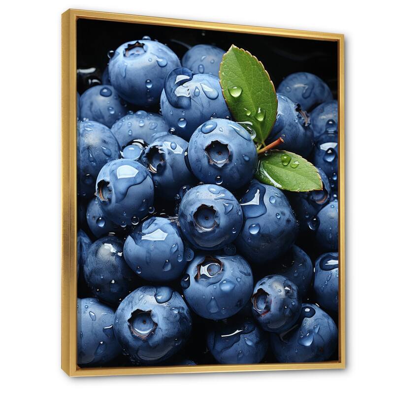 Designart "Fruit Plump Blueberry Pointillism" Fruits Framed Wall Art